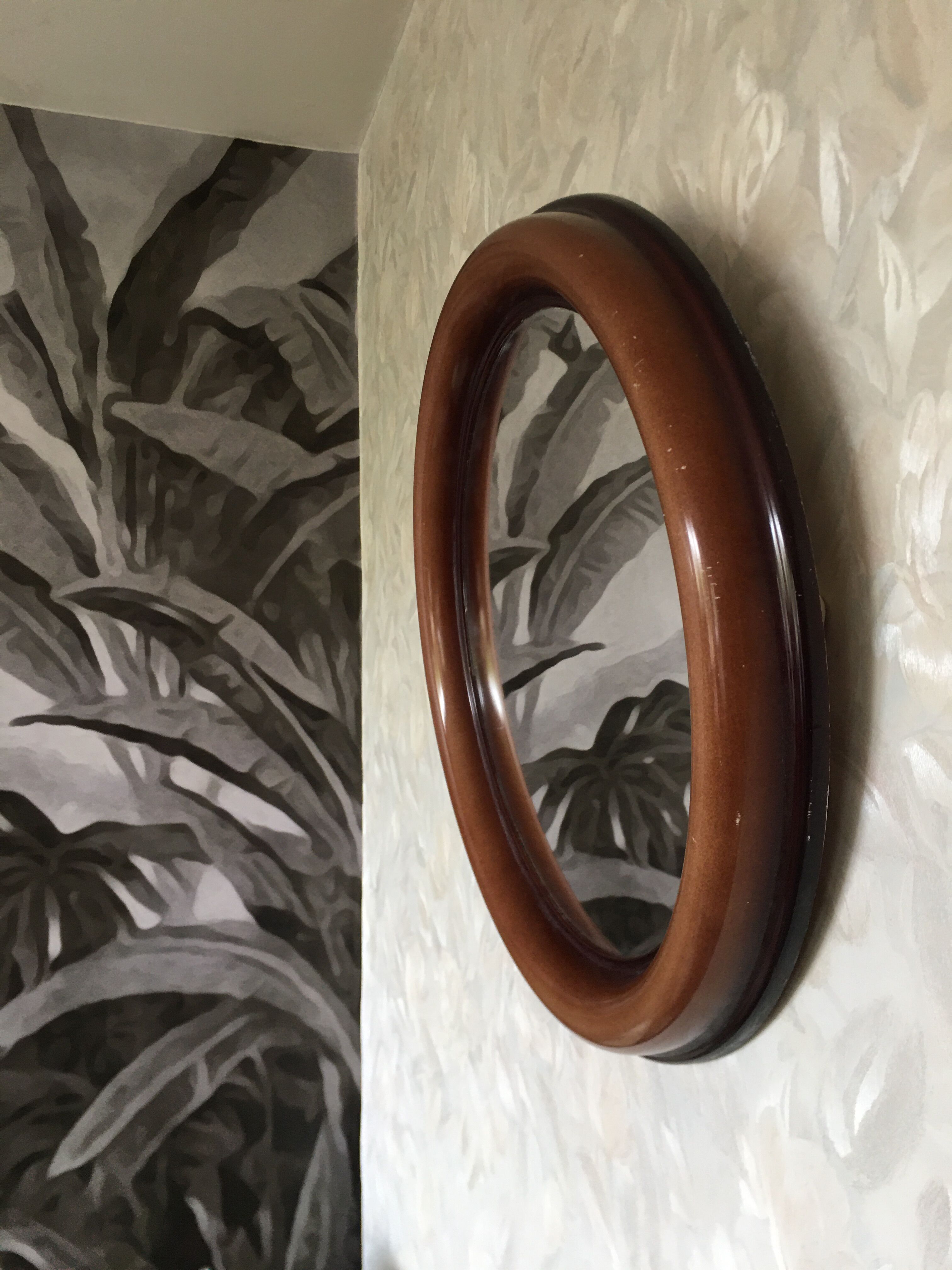 70s round mirror 53cm