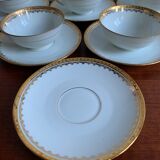 6 cups and golden porcelain saucers