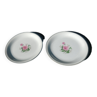 Lot de deux grands plats de service en porcelaine de la faiencerie KG Luneville-modèle fabiola