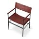 Contemporary classic bar stool with cognac leather backrest and black rubber metal.
