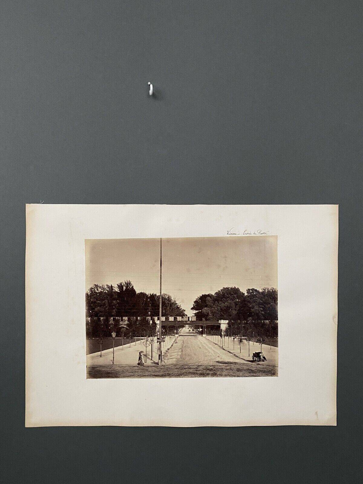 Photo Vienna Entrance to the Prater 19th century albumen laminated cardboard