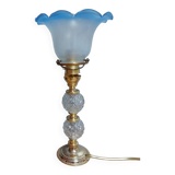 Vintage brass and glass tulip floor lamp