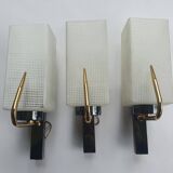 Three antique gold Arlus wall lights from the 50s