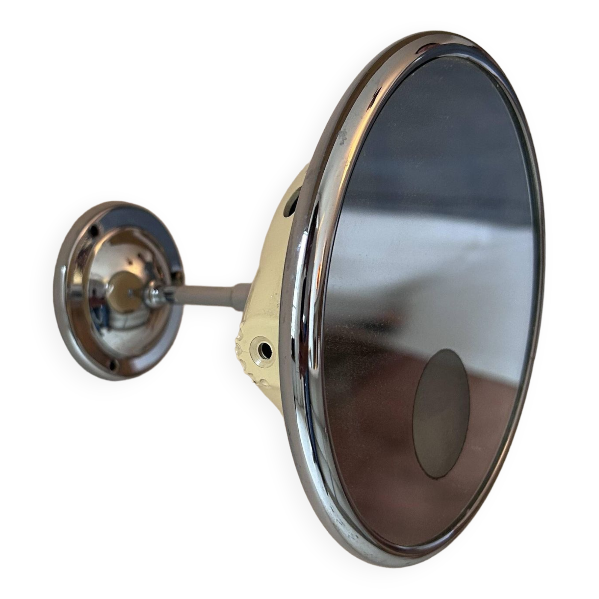 Vintage adjustable chrome mirror, magnifying and illuminating, France 1970
