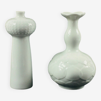 Paire de vases en porcelaine blanche du milieu du siècle par Ludwig Zepner pour Meissen, années 1960