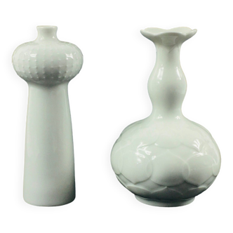 Paire de vases en porcelaine blanche du milieu du siècle par Ludwig Zepner pour Meissen, années 1960