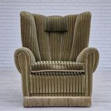 1960s, Danish highback relax armchair, original condition, green furniture velour.