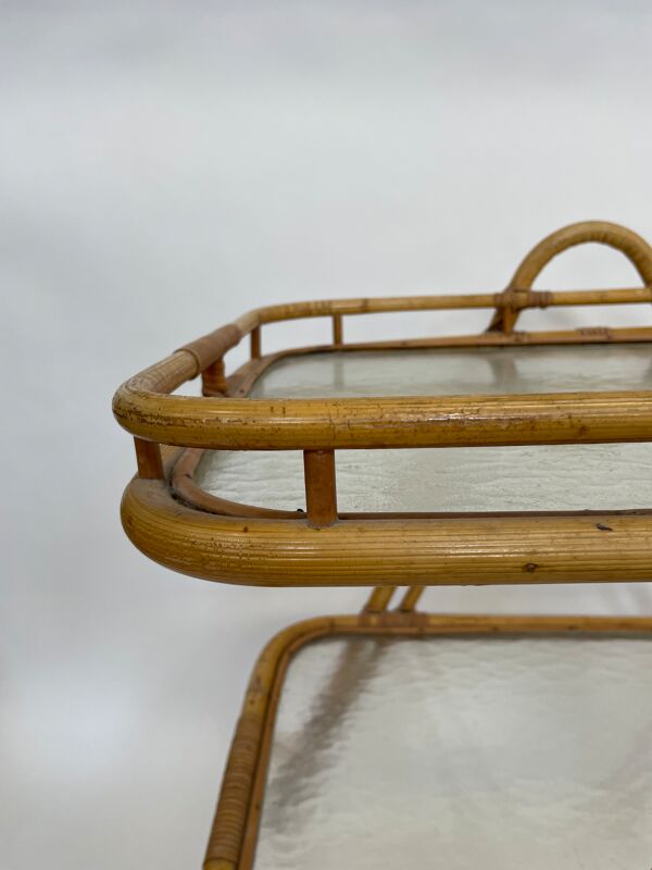 Table d’appoint en rotin vintage en bambou rotin