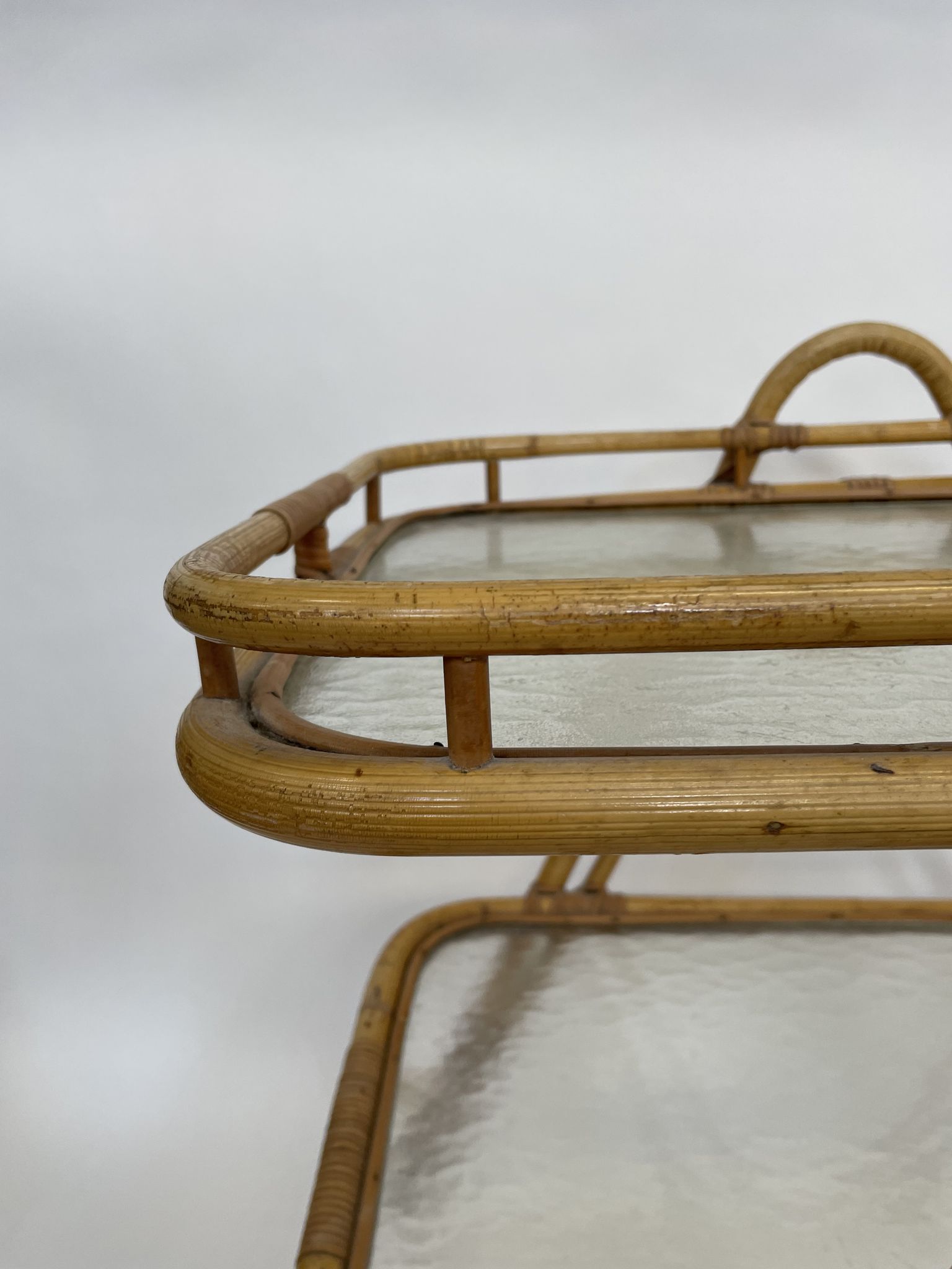 Vintage rattan table side table bamboo rattan 60's