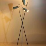 Unique tripod floor lamp by Stilnovo with white shades, Italy 1960s