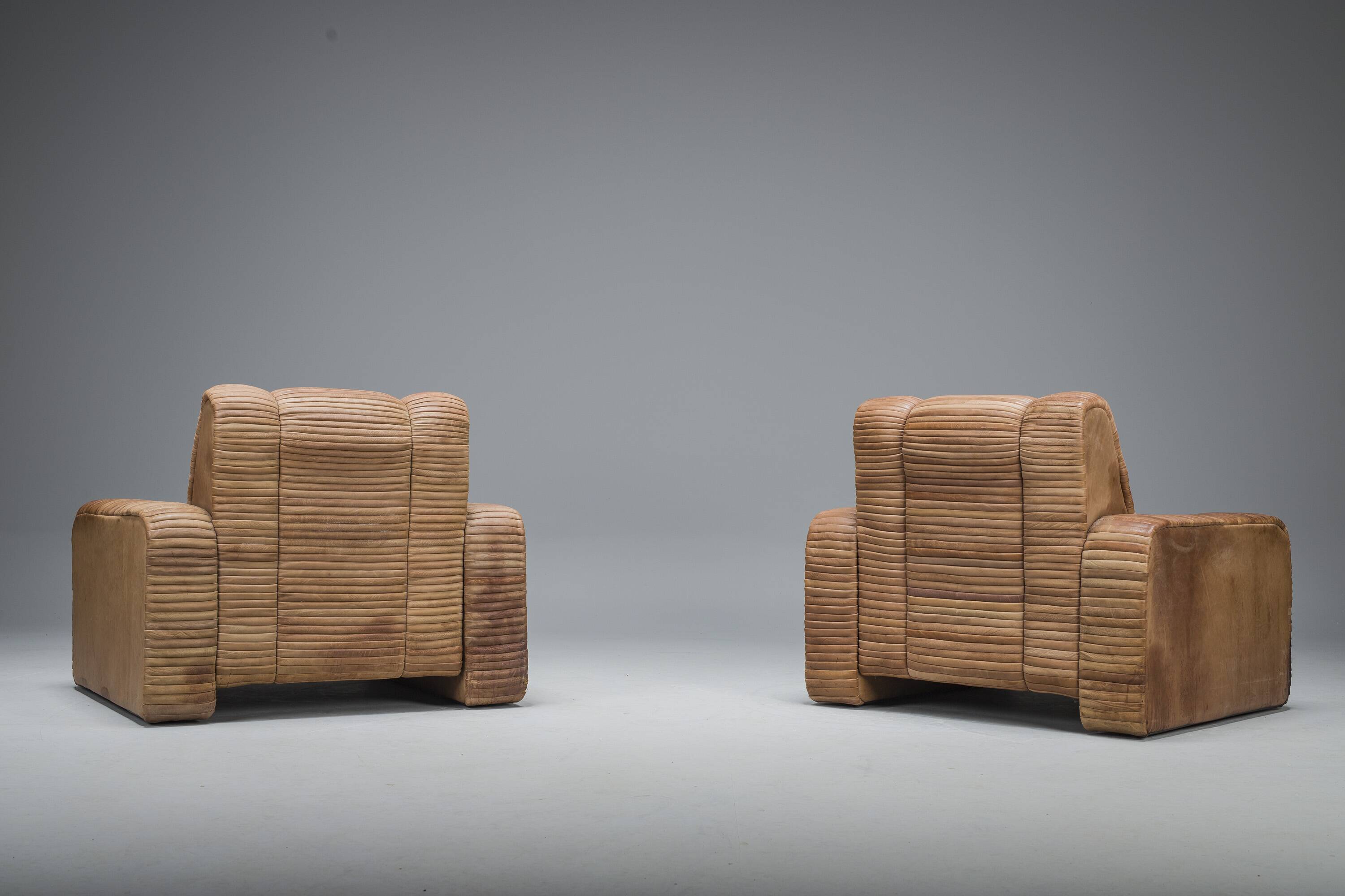 Set of Armchairs in Patchwork Leather by Ernst Lüthy for De Sede