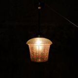 Mid-century crackle glass lantern with checkered pattern, France