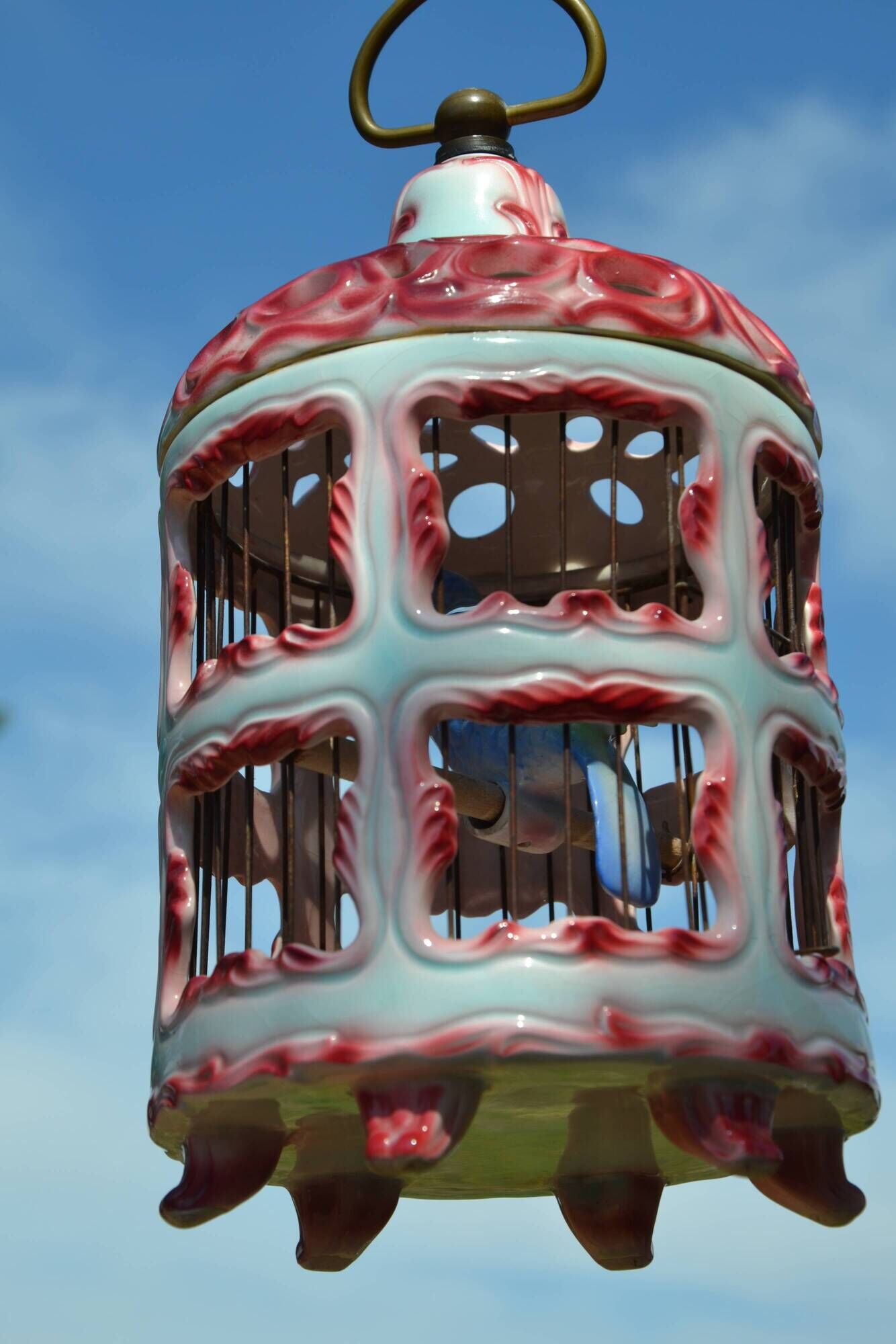 Antique Italian ceramic birdcage