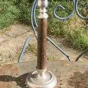 Metal and wood candlestick