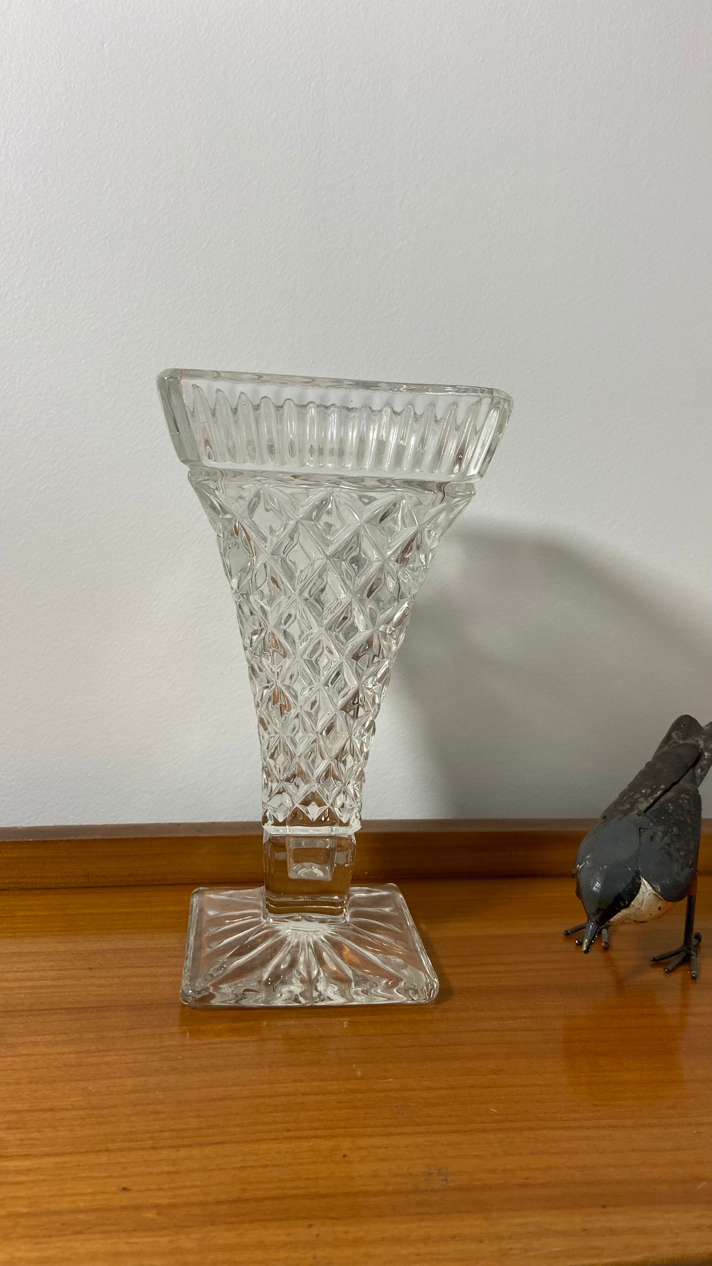 Vintage pressed molded glass vase 1960