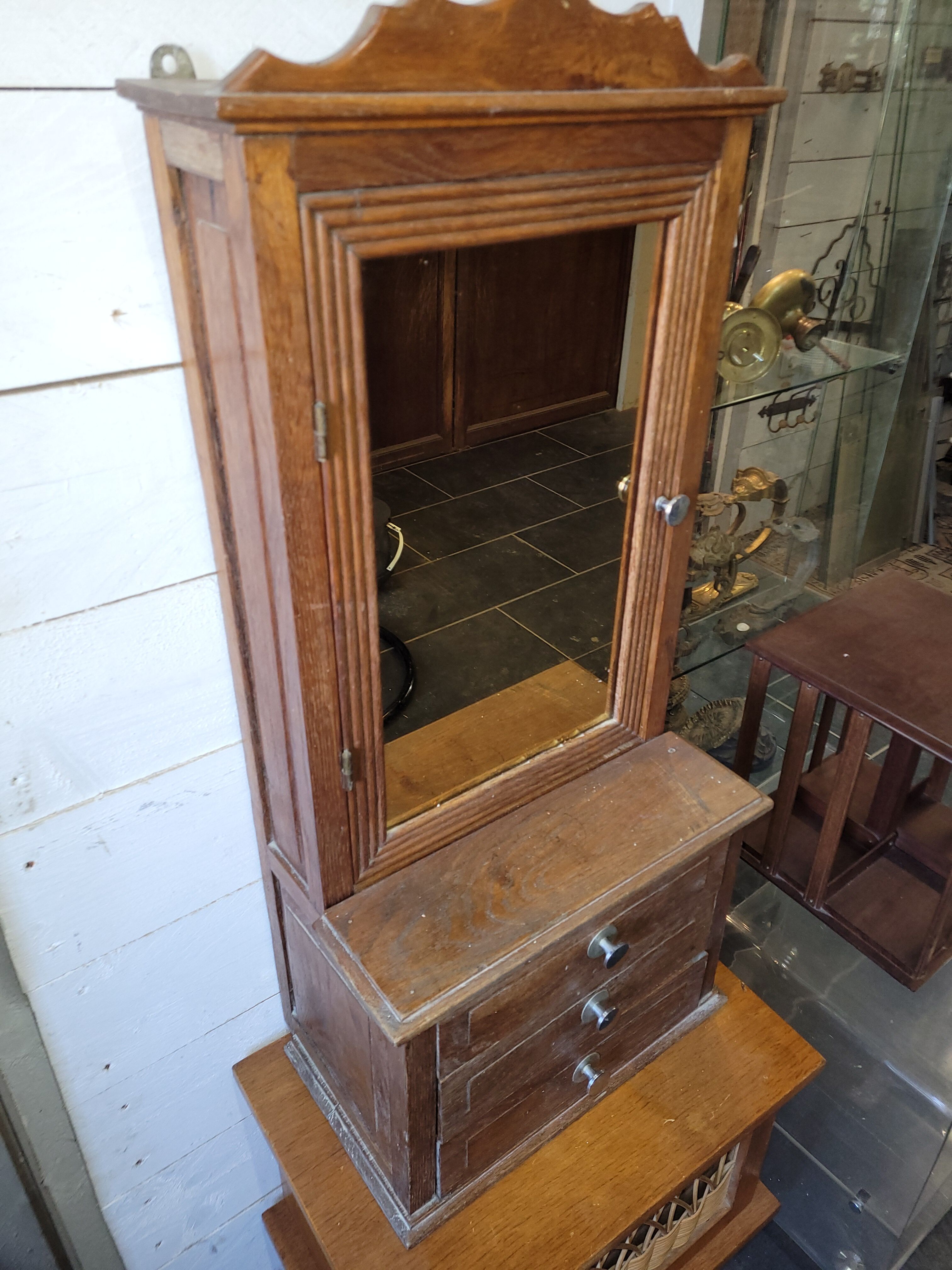 Oak medicine cabinet mirror
