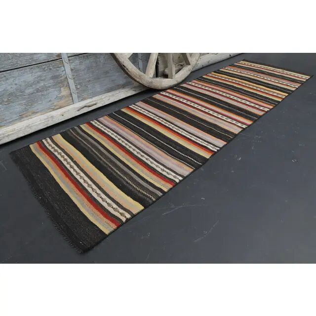 Vintage Turkish Oushak Handmade Wool Cotton Beige Runner Rug 78x263