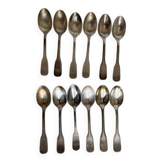 12 small silver-plated metal spoons