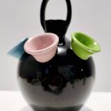 Black Lacquered Ceramic Tulip Vase Ascribable to Pucci Umbertide, Italy