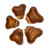 Series of 5 vintage wooden ramekins from the 70s