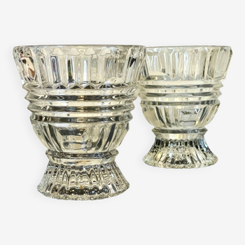 Duo de vases géométriques semi-cristal vintage