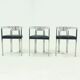 Set of 3 Chromed Steel Dining Chairs, France 1970s