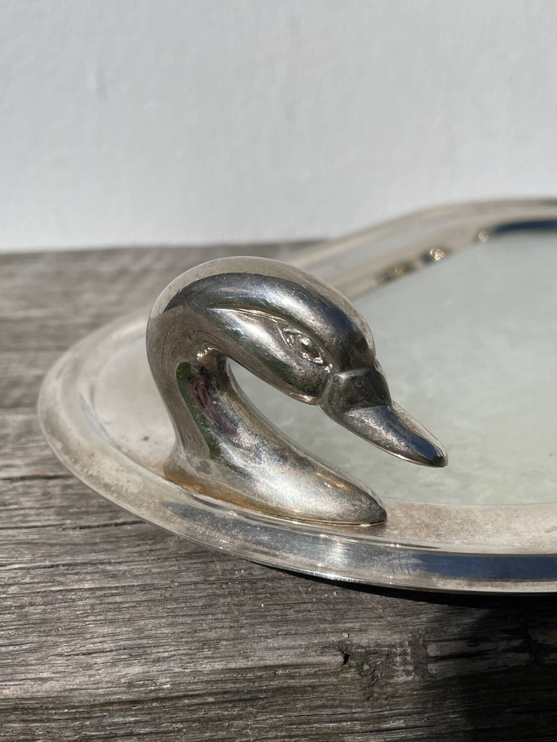 Silver-plated duck dish