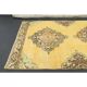 1970s Turkish Oushak Handmade Wool Cotton Yellow Runner 96x385