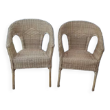 Pair of rattan armchairs