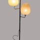 Vintage metal floor lamp with 3 lights and matt white opals