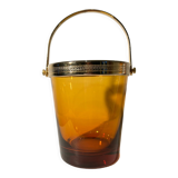 Brass ice bucket and blown glass