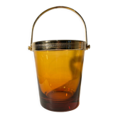 Brass ice bucket and blown glass