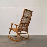 Mid-century German rattan rocking chair from Deutschen Werkstätten Hellerau, 1960s.