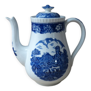 Cafetière anglaise bleue et blanche