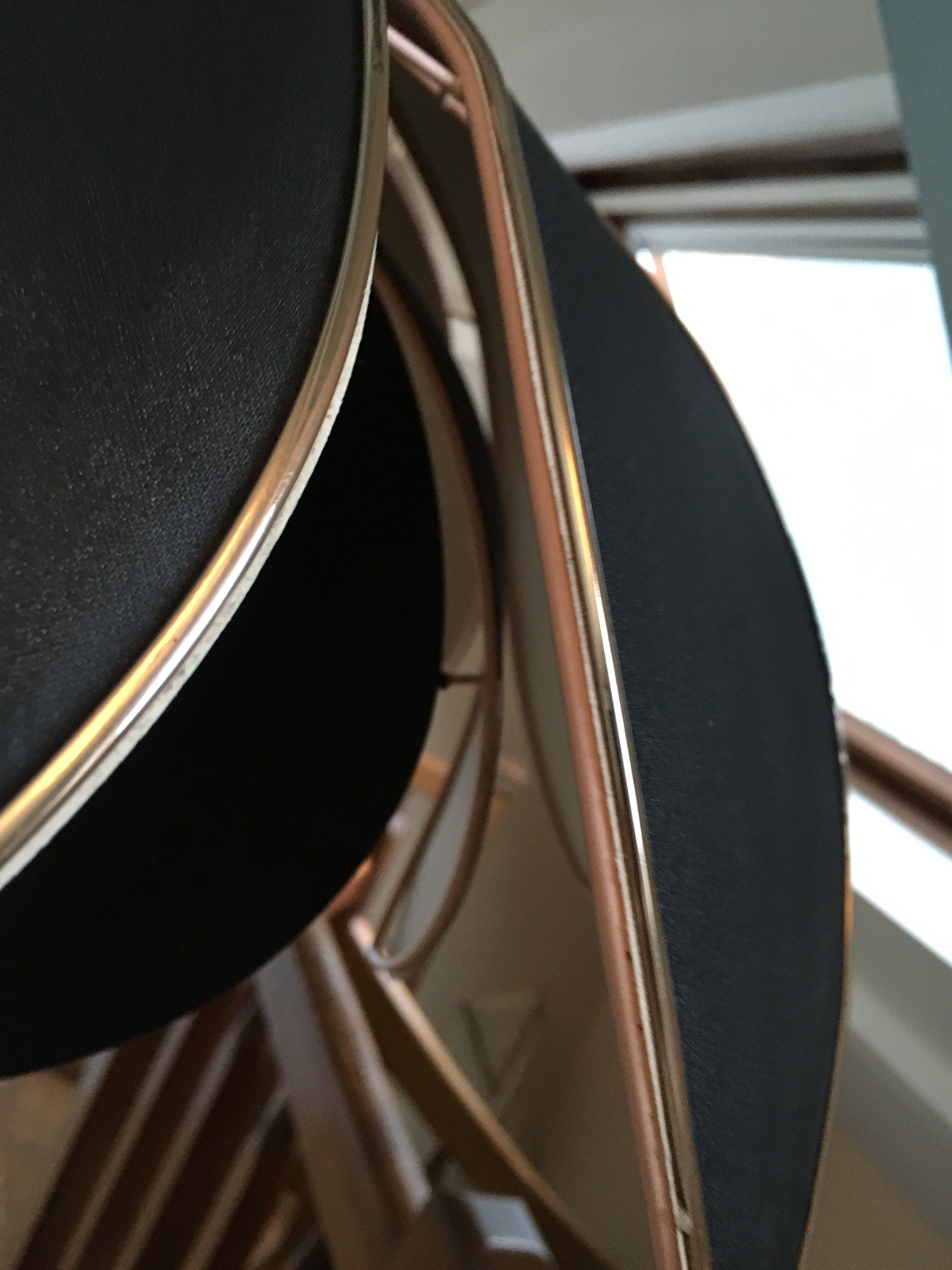 Black fabric flower and gold liseret hanging lamp