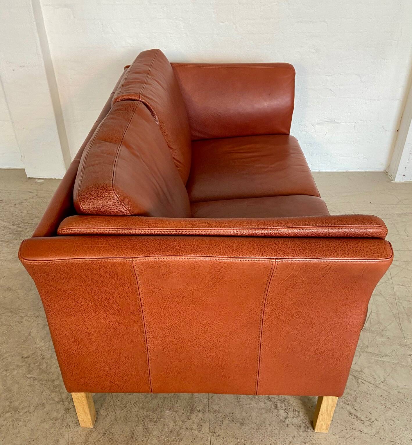 Canapé vintage danois rétro Skalma pour 2 personnes en cuir cognac