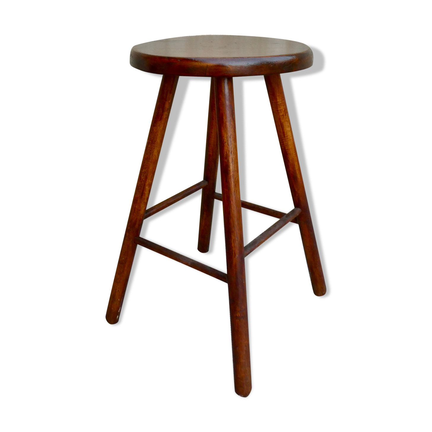 High stool in solid wood 60s