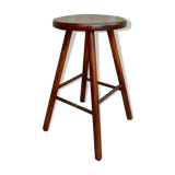 High stool in solid wood 60s