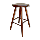 High stool in solid wood 60s