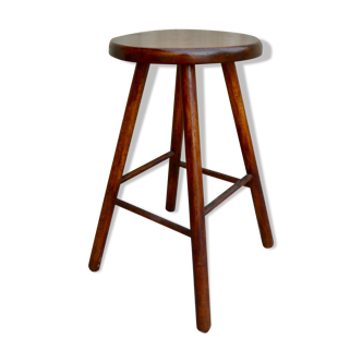 High stool in solid wood 60s