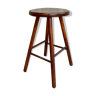 Tabouret haut en bois massif années 60