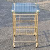 Side table, rolling trolley, vintage vinyl door
