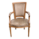 Solid wood and velvet armchair in Louis XVI style