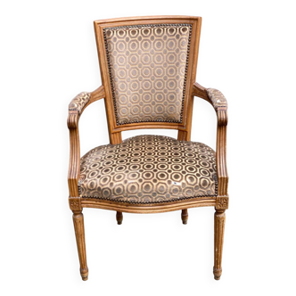 Solid wood and velvet armchair in Louis XVI style