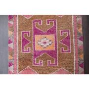 Vintage Turkish Hand-Knotted Wool Cotton Pink Runner 101x333