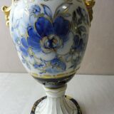 Vase amphore décor fleurs bleues Royal Dux, Czechoslovakia Bohemia
