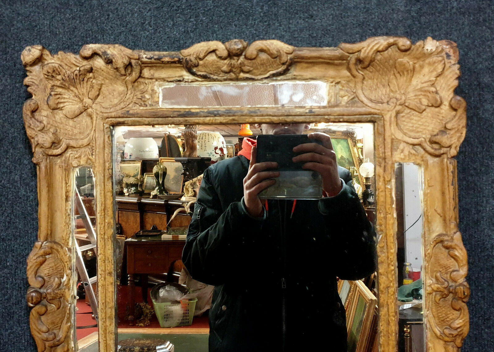 Miroir a pare closes époque régence en bois redoré  époque 1750 circa 60x52cm