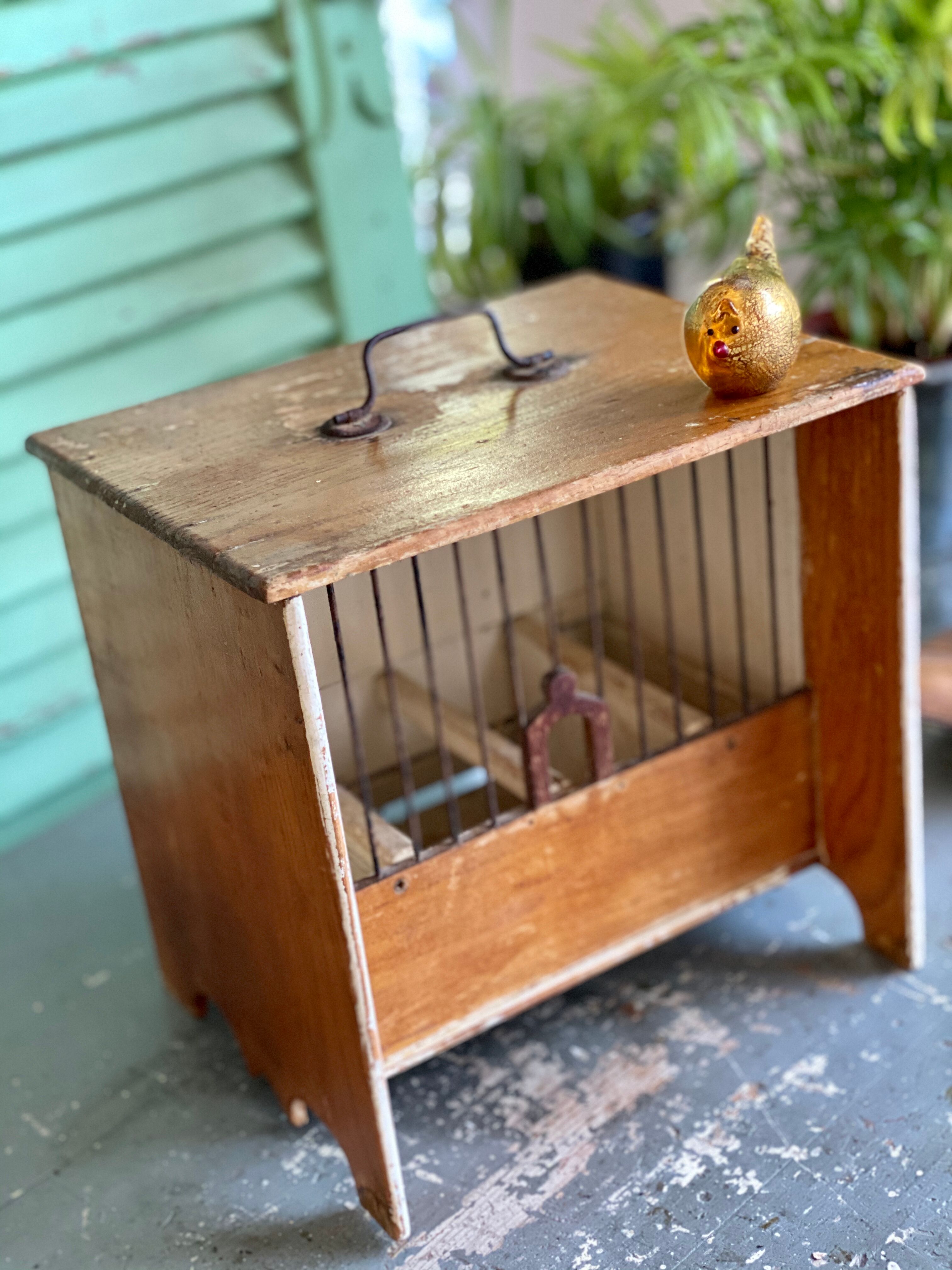 Wooden and steel bird cage