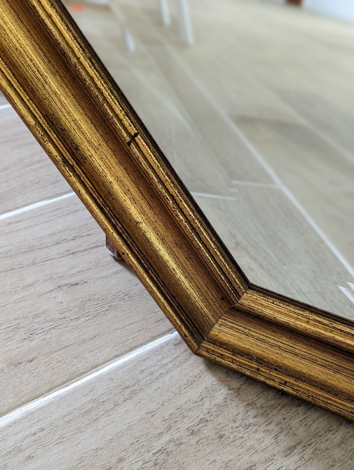 Large octagonal mirror gilded wood - 58*58 cm