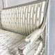 Directoire French silk sofa bench with blue, grey and white 18th century patterns